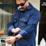 Royal Blue Corduroy Hunting Shacket | Premium Men's Outerwear | Classic Shirt-Jacket Design | Comfortable Cotton Corduroy | Size 36-44